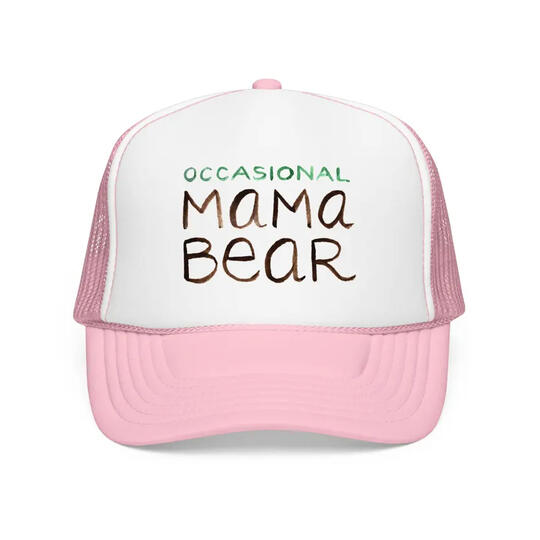 Occasional Mama Bear Trucker Hat (Available in Four Colors) Large Rainbow Plaid PouchOccasional Mama Bear Trucker Hat (Available in Four Colors)